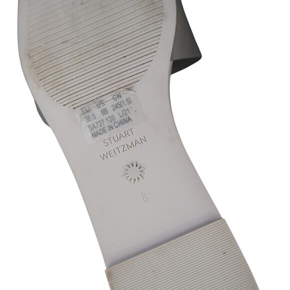 Stuart Weitzman Shoes Womens 8 Sandal Slides Jelly Flat Square Toe Grey Summer - Picture 12 of 13
